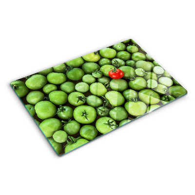 Chopping board Green tomatoes with a red accent