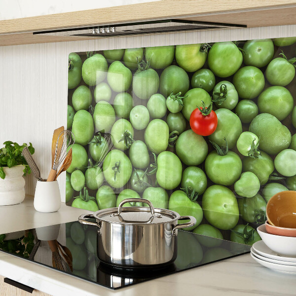 Chopping board Green tomatoes with a red accent