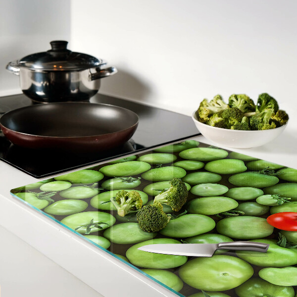 Chopping board Green tomatoes with a red accent