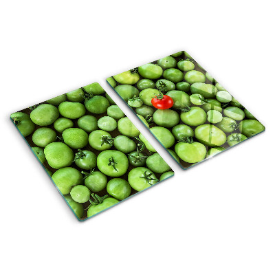 Chopping board Green tomatoes with a red accent