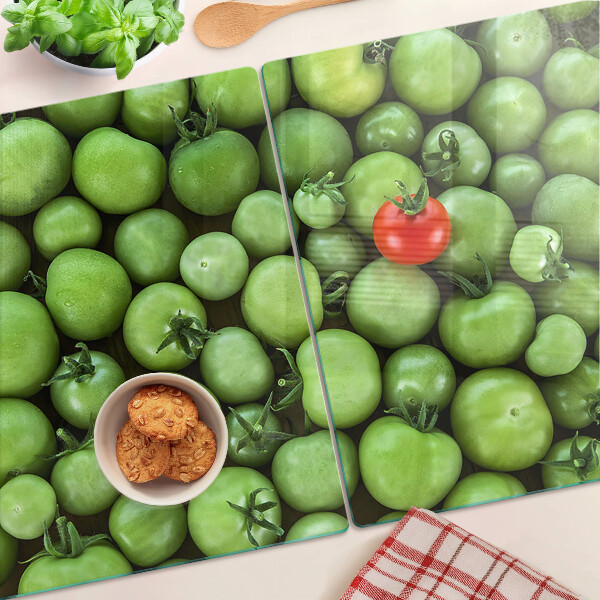 Chopping board Green tomatoes with a red accent