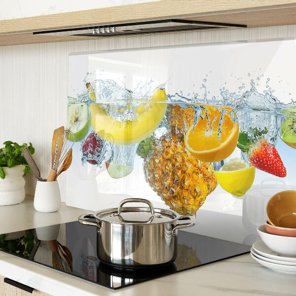 Glass kitchen board Fruit in water