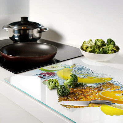 Glass kitchen board Fruit in water