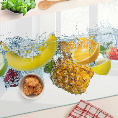 Glass kitchen board Fruit in water