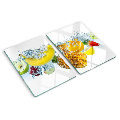 Glass kitchen board Fruit in water