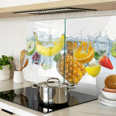 Glass kitchen board Fruit in water