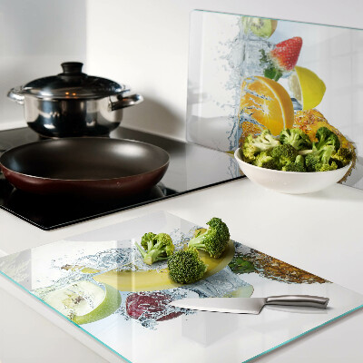Glass kitchen board Fruit in water