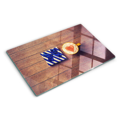 Chopping board A gift with a heart on a cup