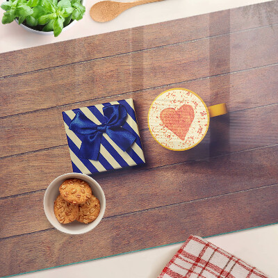 Chopping board A gift with a heart on a cup