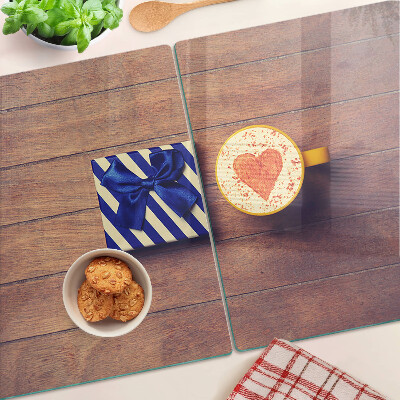 Chopping board A gift with a heart on a cup