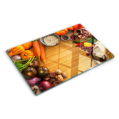 Glass cutting board Vegetable and fruit motif