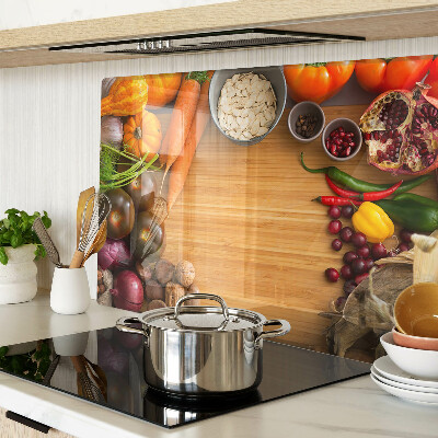 Glass cutting board Vegetable and fruit motif