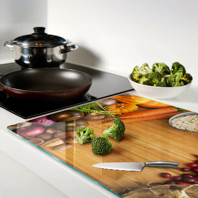 Glass cutting board Vegetable and fruit motif
