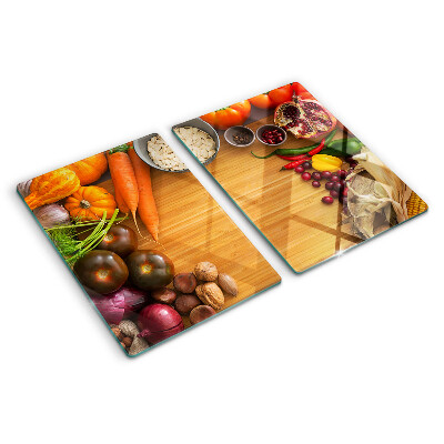 Glass cutting board Vegetable and fruit motif