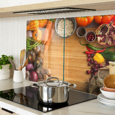 Glass cutting board Vegetable and fruit motif