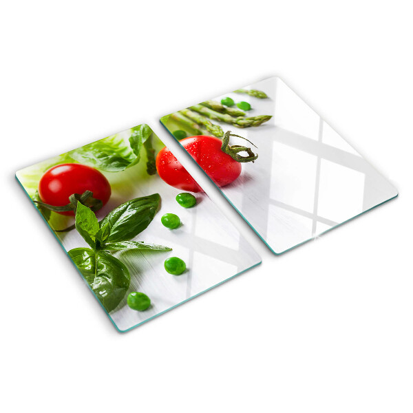 Cutting board Vegetables on a white countertop