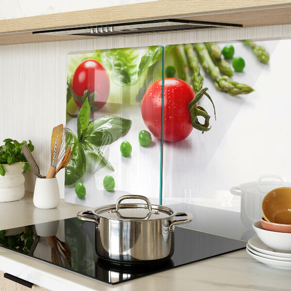 Cutting board Vegetables on a white countertop