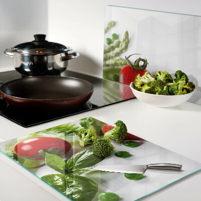 Cutting board Vegetables on a white countertop