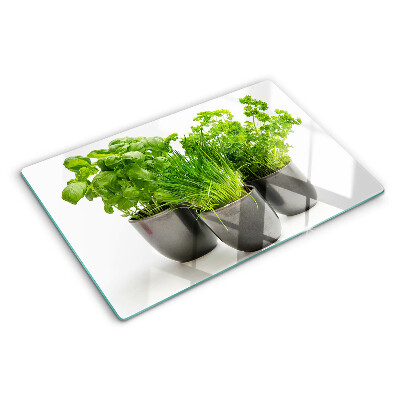Glass cutting board Herbs in pots