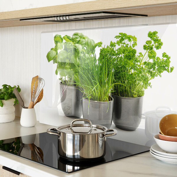 Glass cutting board Herbs in pots