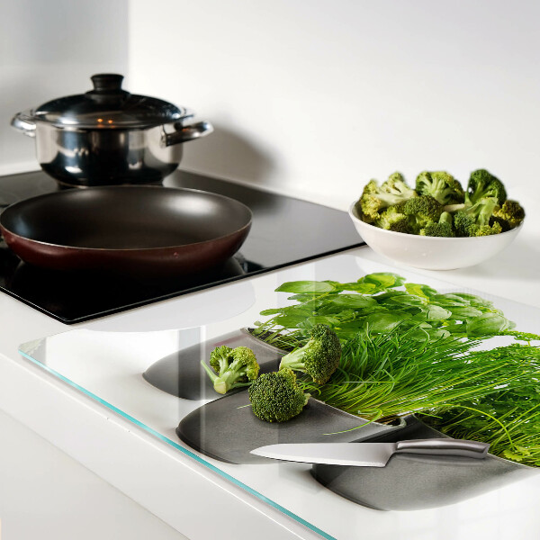 Glass cutting board Herbs in pots