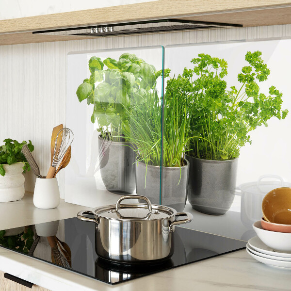Glass cutting board Herbs in pots