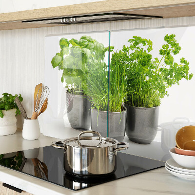 Glass cutting board Herbs in pots