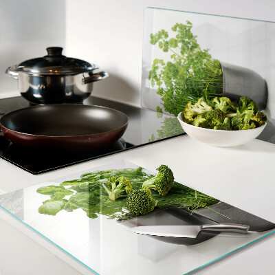 Glass cutting board Herbs in pots