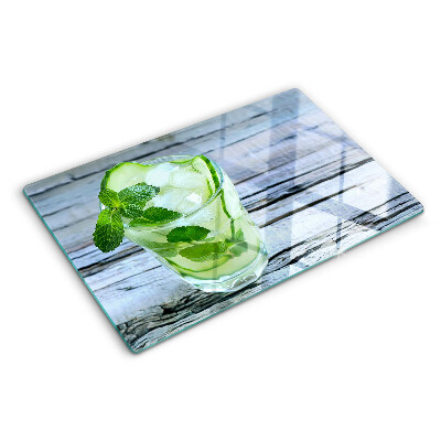 Chopping board glass A refreshing cocktail with mint