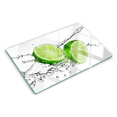 Glass chopping board Lemons in water