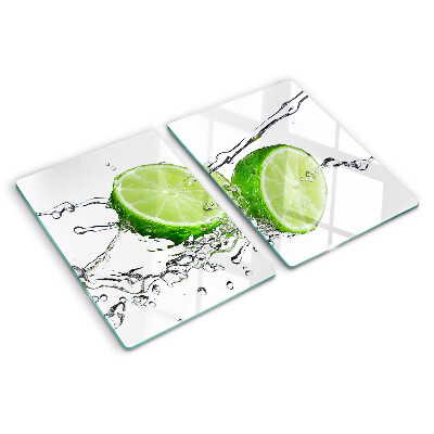 Glass chopping board Lemons in water