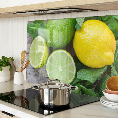 Chopping board Lemons and limes with mint