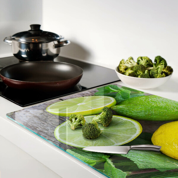 Chopping board Lemons and limes with mint