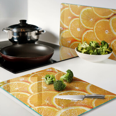 Glass chopping board Orange slices