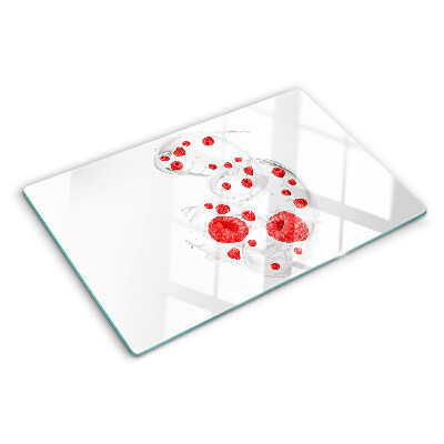 Glass kitchen board Raspberry bubbles in water