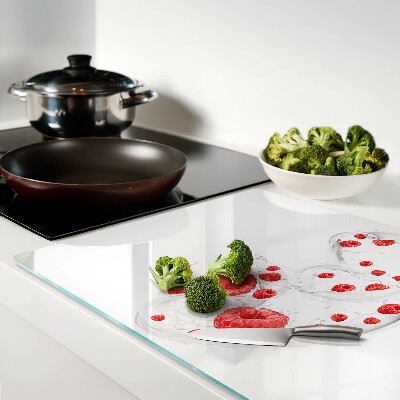 Glass kitchen board Raspberry bubbles in water