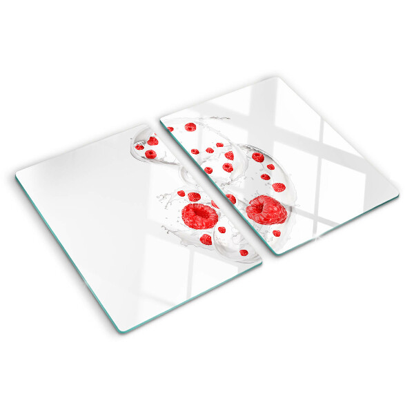 Glass kitchen board Raspberry bubbles in water