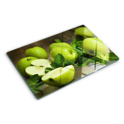Chopping board Green apples with mint