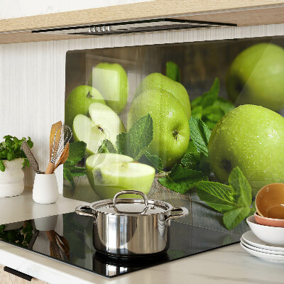 Chopping board Green apples with mint