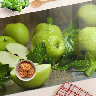 Chopping board Green apples with mint