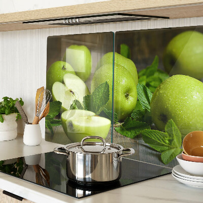 Chopping board Green apples with mint