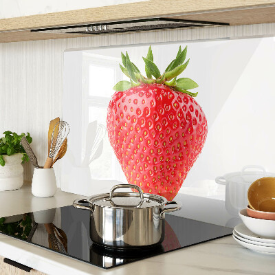 Chopping board glass Strawberry on a white background