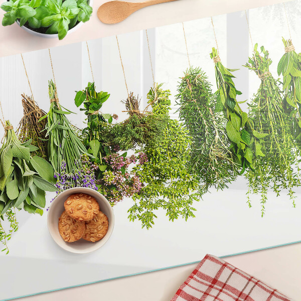 Glass cutting board Herbs in hanging pots