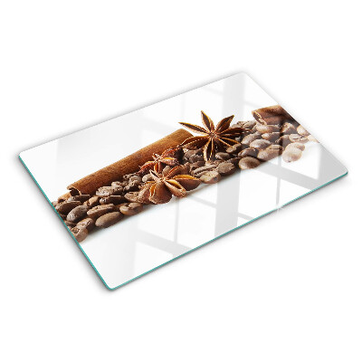 Chopping board glass Spices and coffee beans
