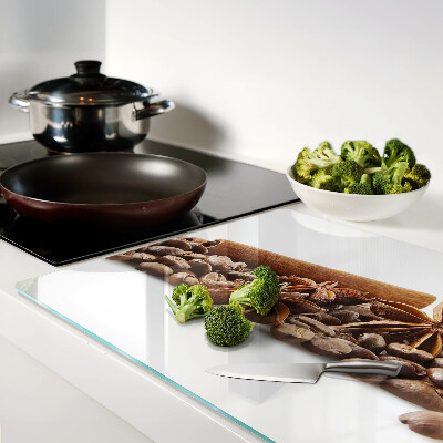 Chopping board glass Spices and coffee beans