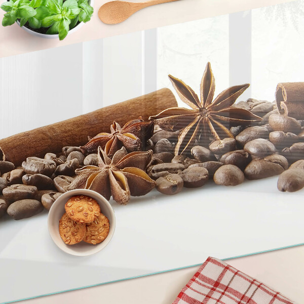 Chopping board glass Spices and coffee beans
