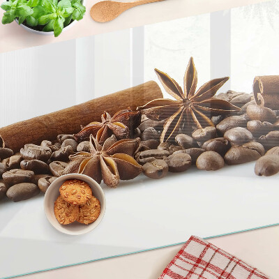 Chopping board glass Spices and coffee beans