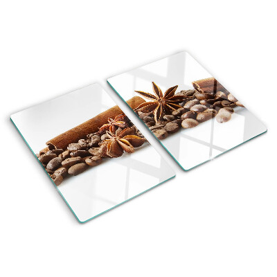 Chopping board glass Spices and coffee beans