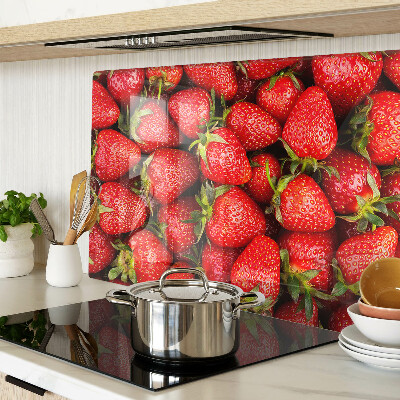 Cutting board Strawberries on a red background