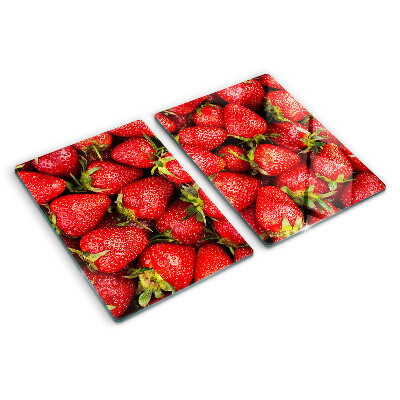 Cutting board Strawberries on a red background